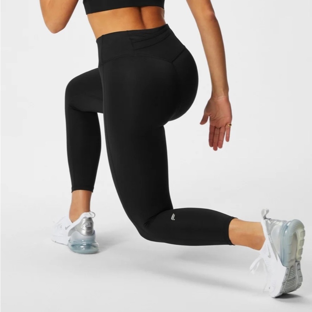 Fabletics Trinity Black High-Waisted Capri Leggings, phone pocket on waistband